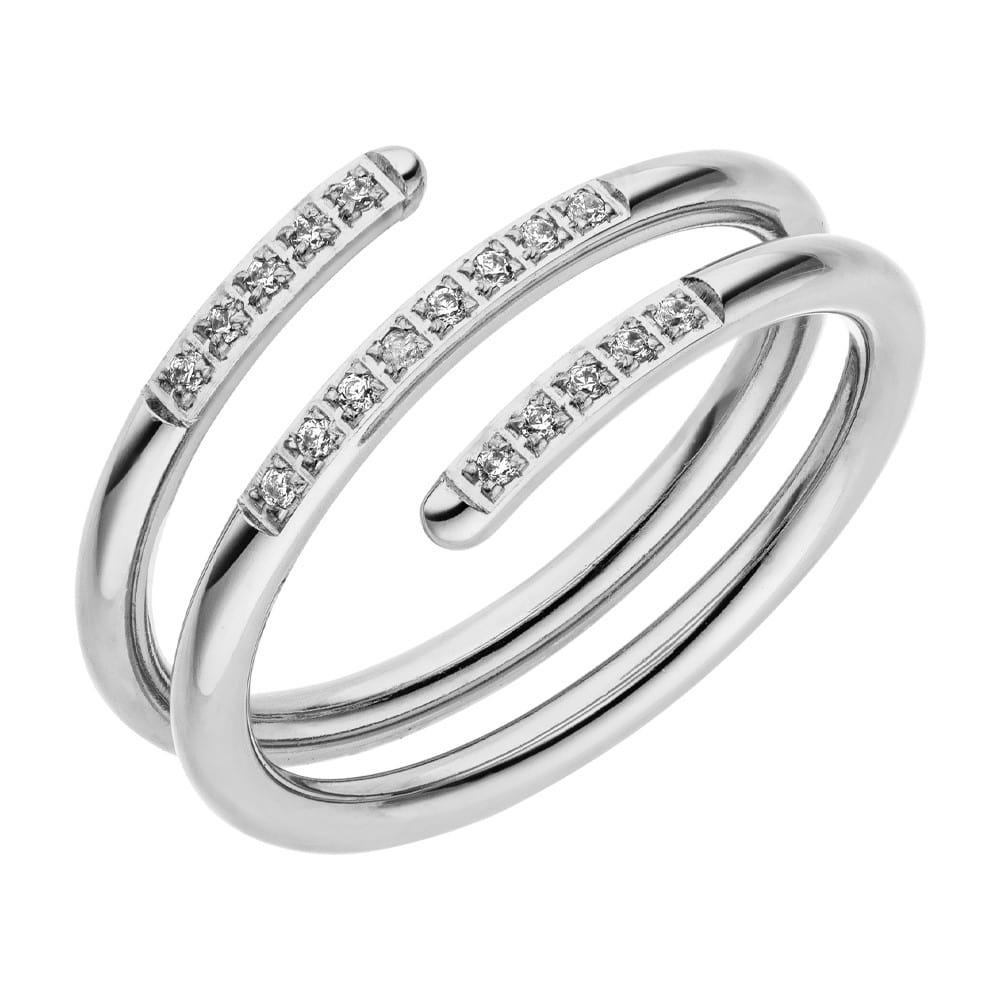 eleganter Ring dreifach Reihig mit Zirkonia Steinen