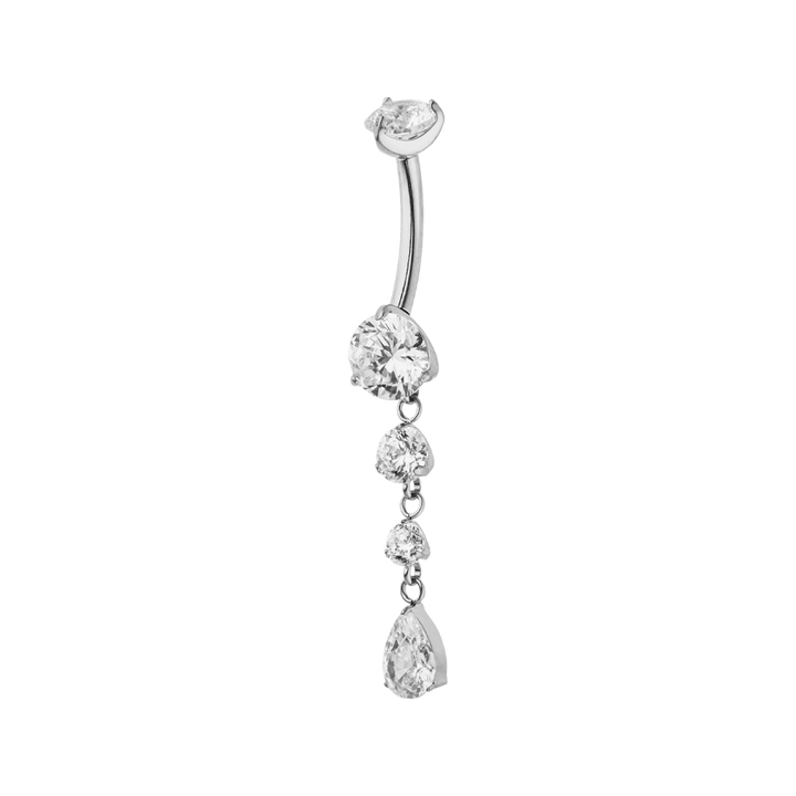 silbernes bauchnabelpiercing titan glitzer zirkonia steinchen