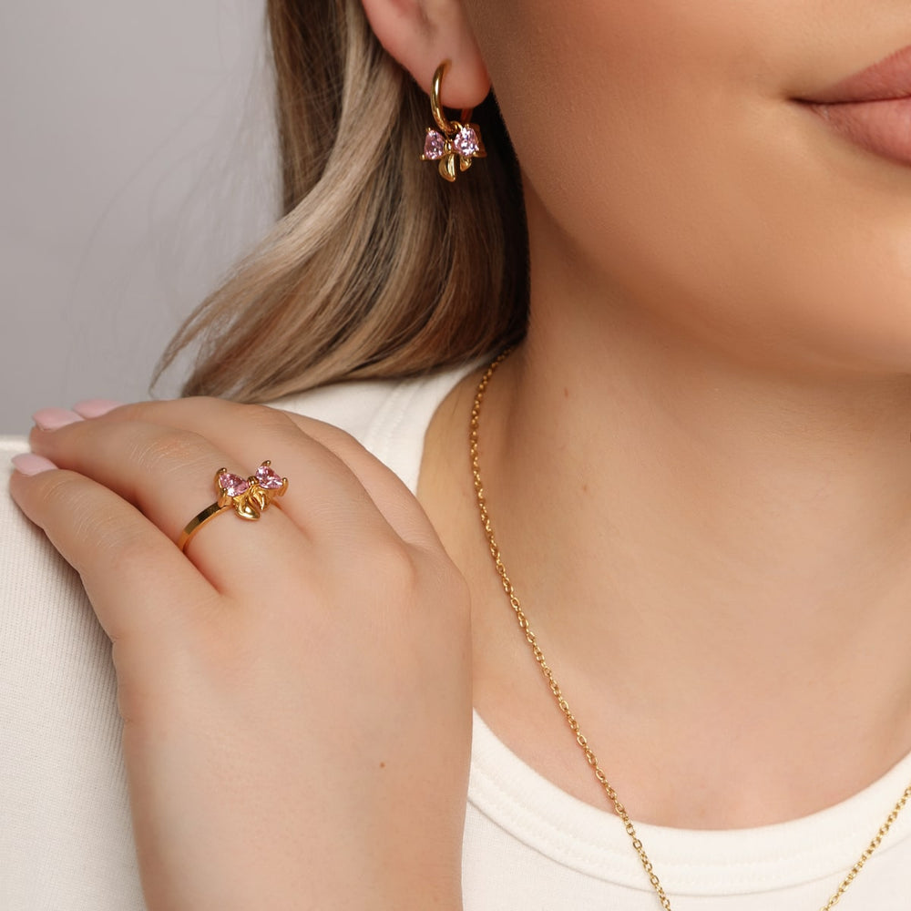 Rosa Steine Schleife Schmuck wasserfest