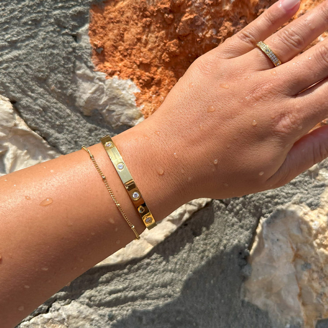 Armreif mit Zirkonia 18K vergoldet wasserfest
