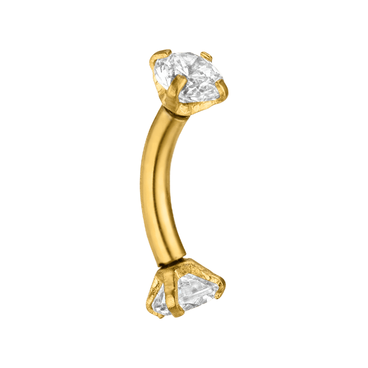 Gebogenes Zirkonia Piercing Rook Banane Titan 18K vergoldet