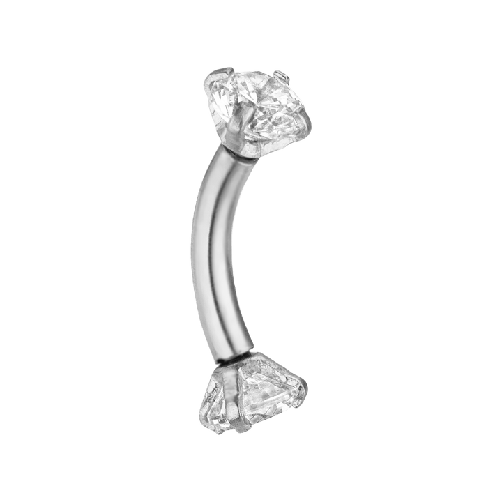 Titan Piercing Rook Silber Zirkonia gebogen