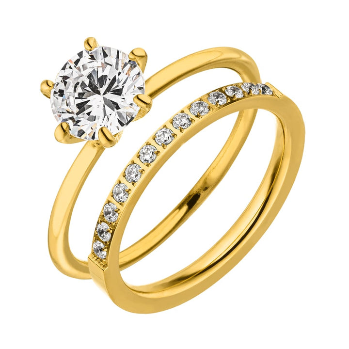 Doppel Ring Set wasserfest gold 2 Ringe