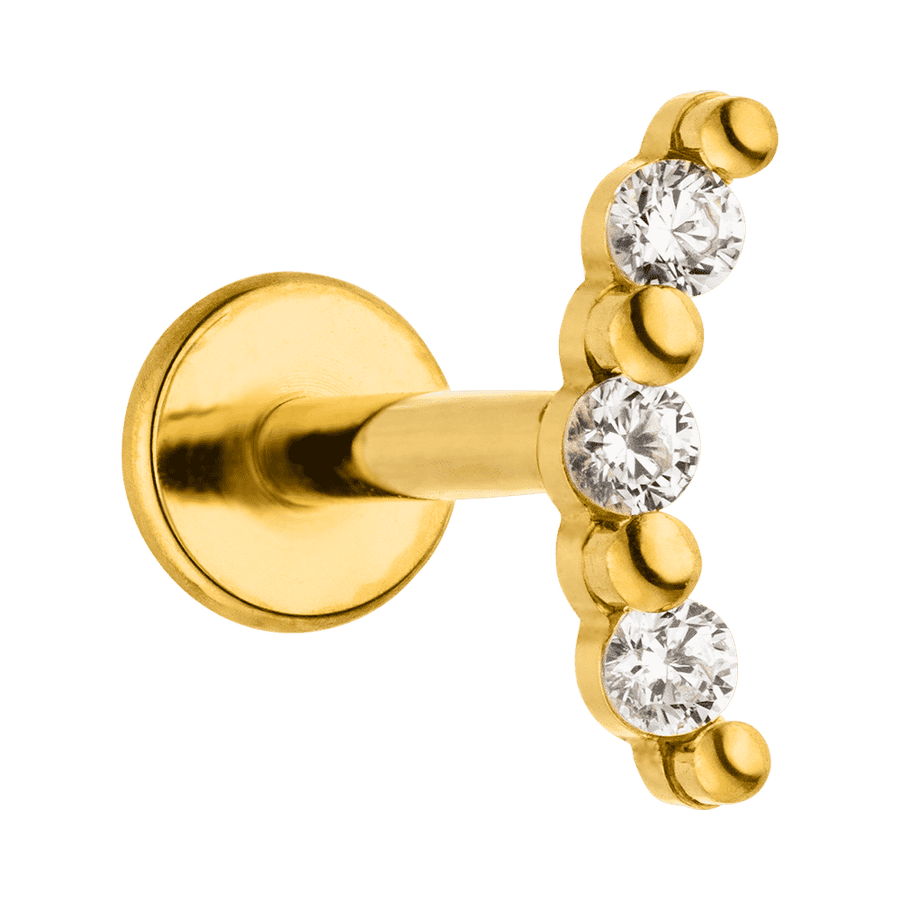 18k vergoldetetes labaret piercing mit zirkoniasteinen titan nickelfrei