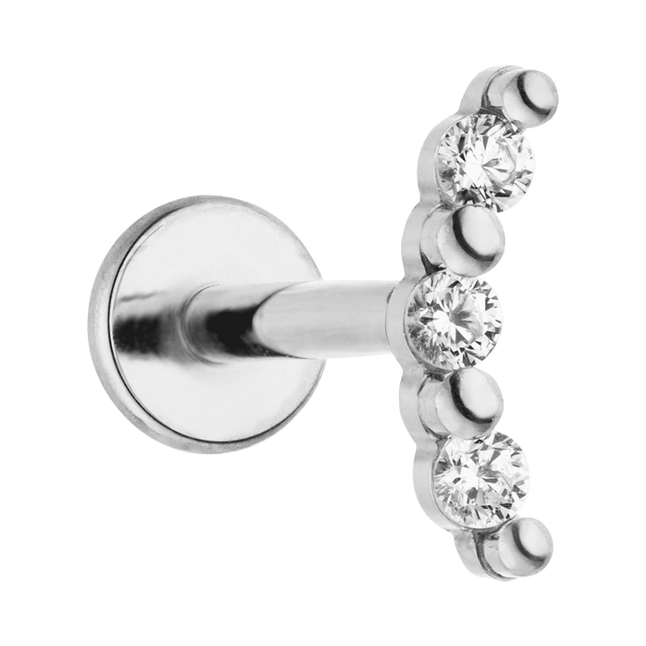 Ohrpiercing silberner stecker mit glitzersteinchen titan wasserfest