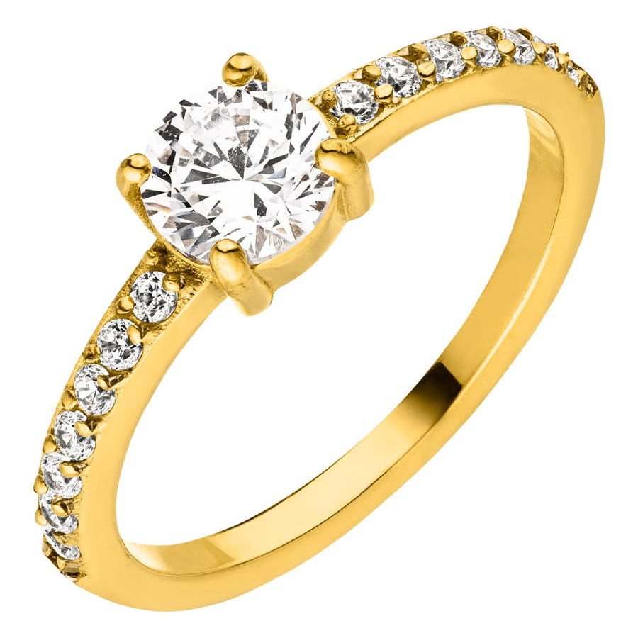 Wasserfester Ring Glitzer Steinchen 18K vergoldet Damen