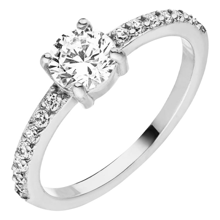 Glitzer Ring Silber wasserfest Zirkonia Edelstahlring