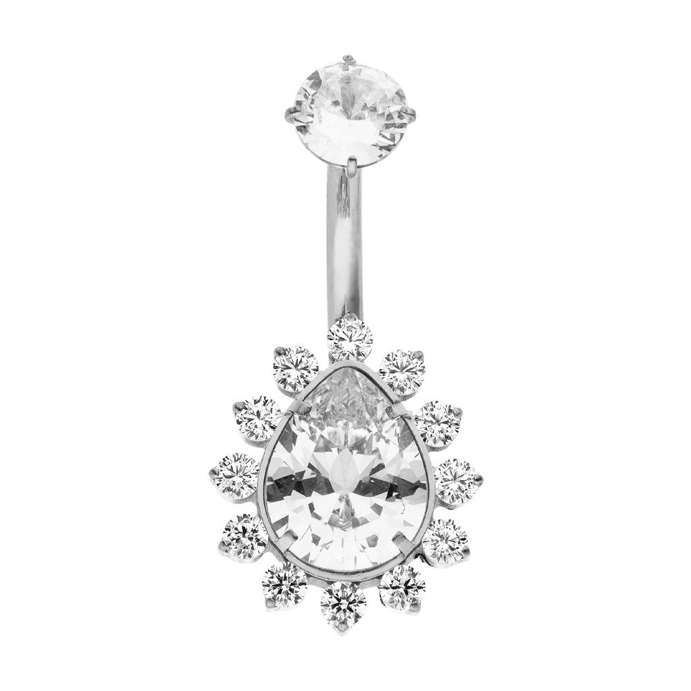 Bauchnabelpiercing wasserfest Titan Tropfen Blumen silber
