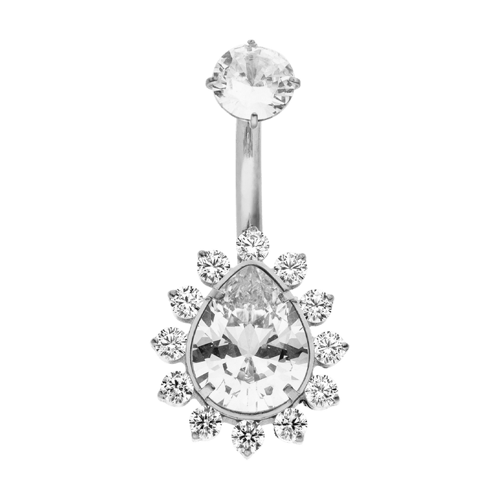 Bauchnabelpiercing wasserfest Titan Tropfen Blumen silber