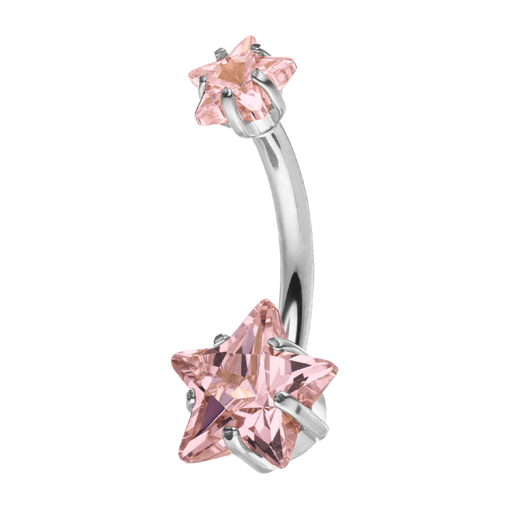 Wasserfestes Bauchnabelpiercing pinke Glitzersteine medizinisches Titan