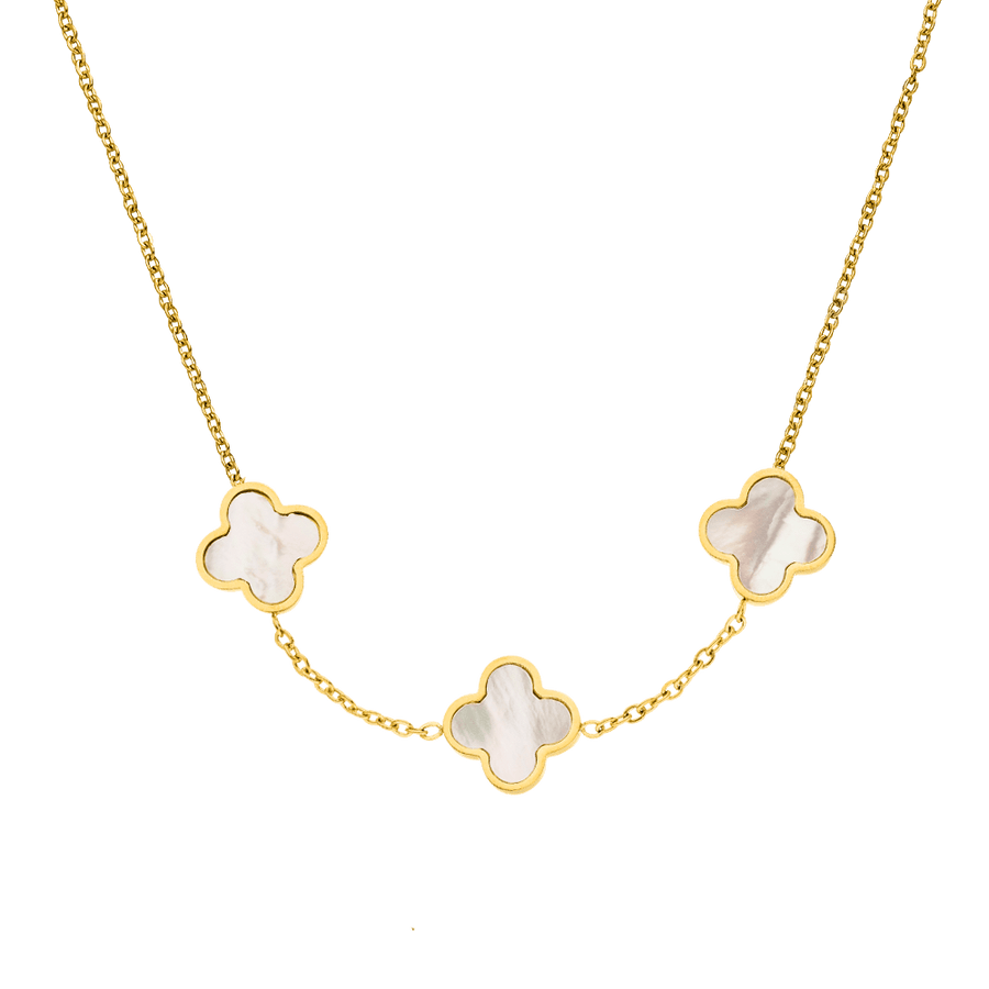 Clover Kette mit Perlmutt 18K vergoldet wasserfest