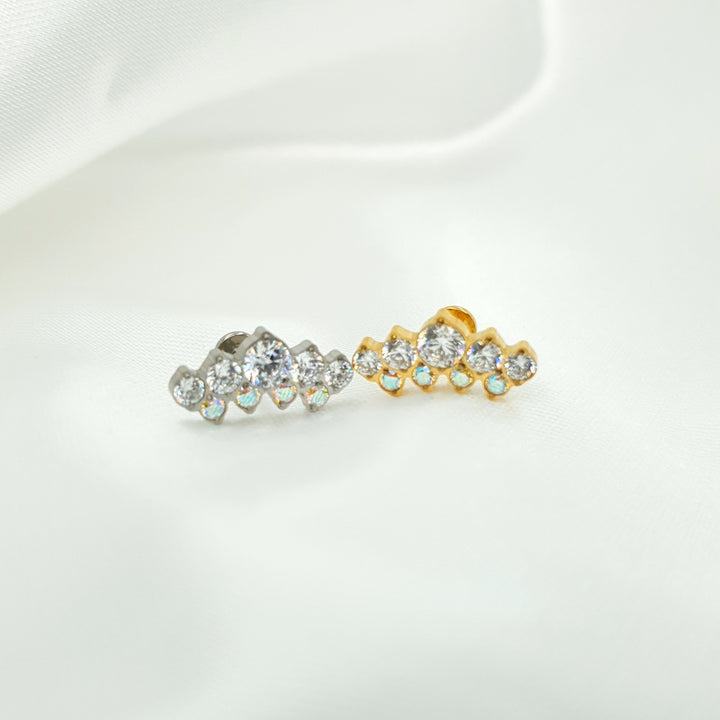 Kronen Piercings mit Zirkonia Steine gold silber Titan