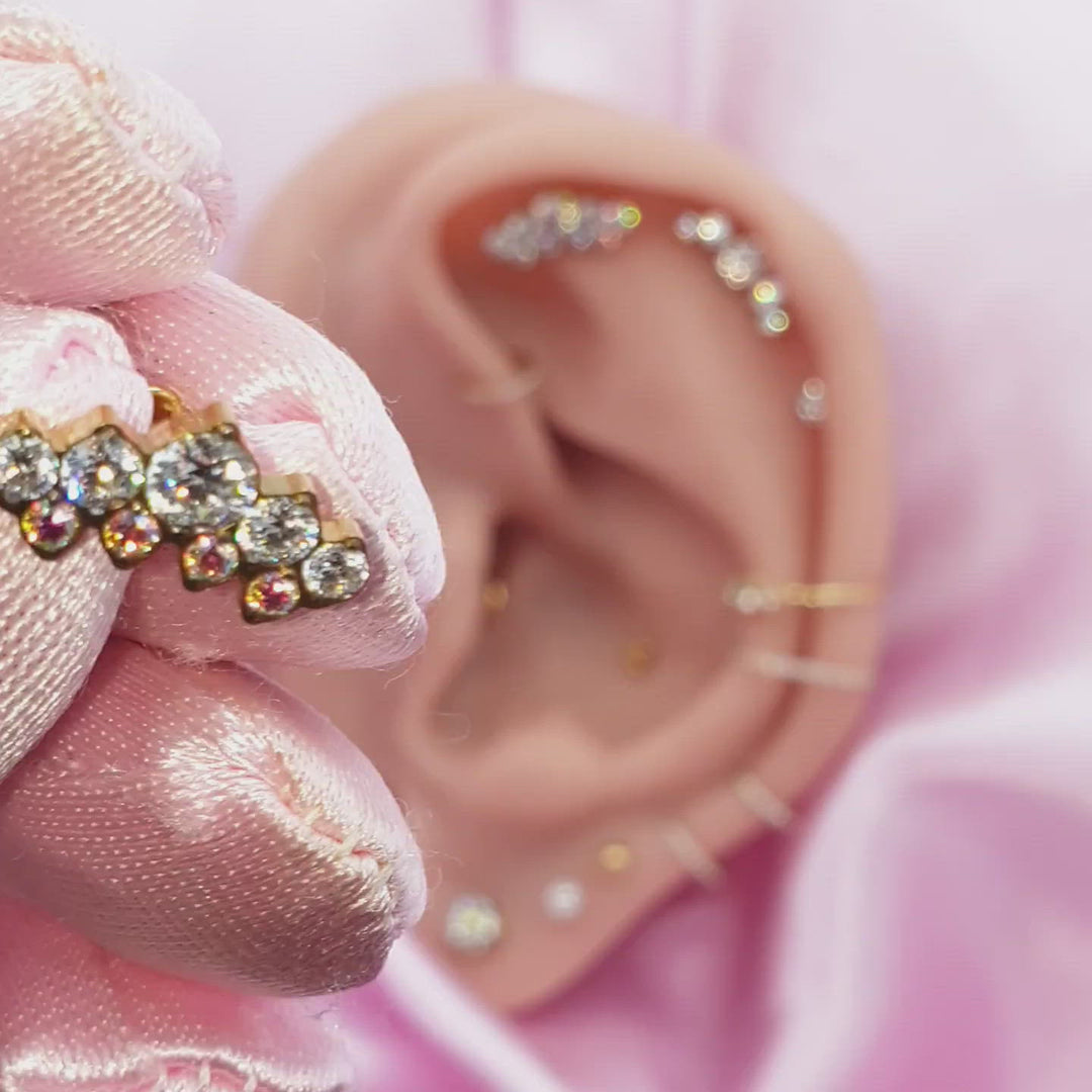 Titan Piercing gold Zirkonia 18K vergoldet Krone wasserfest