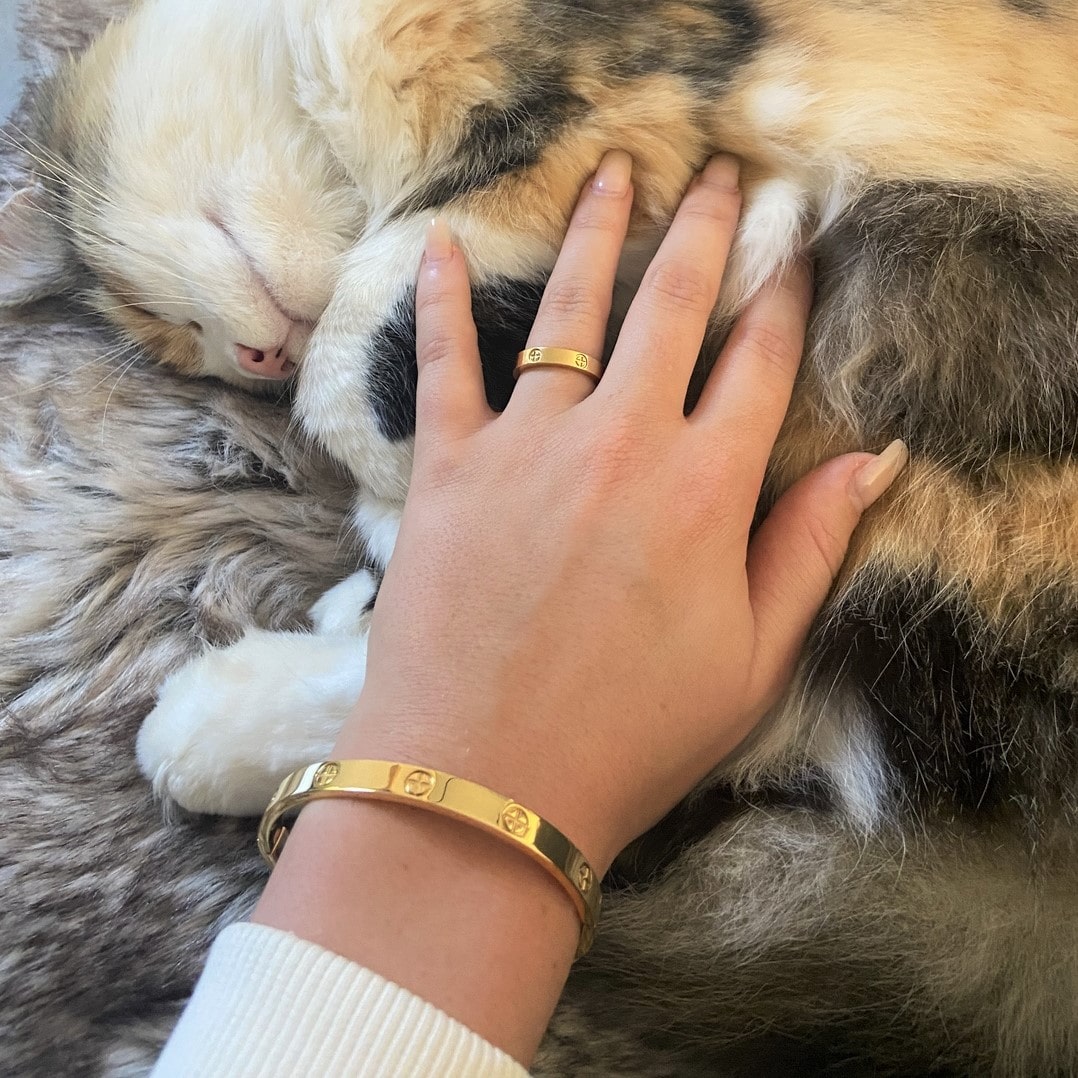 Armreif und Ring mit Kreuzen wasserfest 18K vergoldet