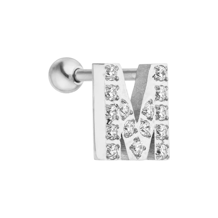 316L Edelstahl Piercing Buchstabe silber wasserfest Zirkonia