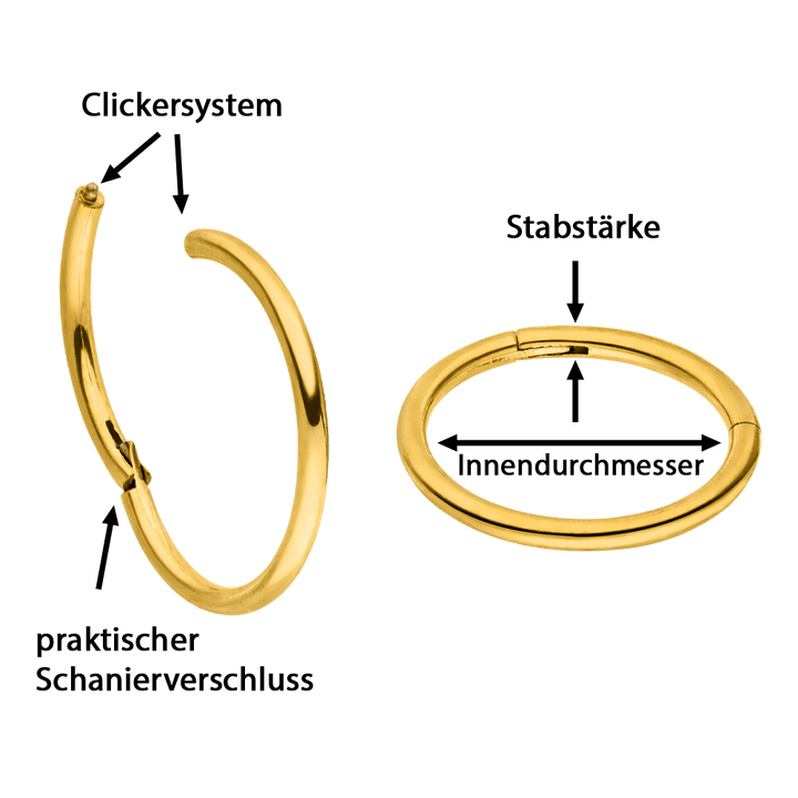 Clicker Piercing gold 18K vergoldet wasserfest