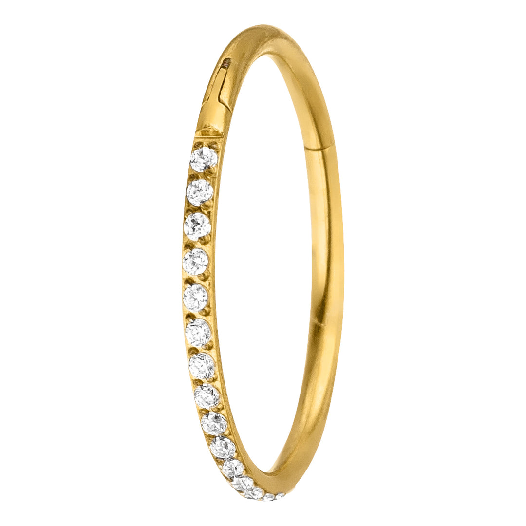 Segmentring mit Zirkonia Steinchen gold Clicker Piercing Conch