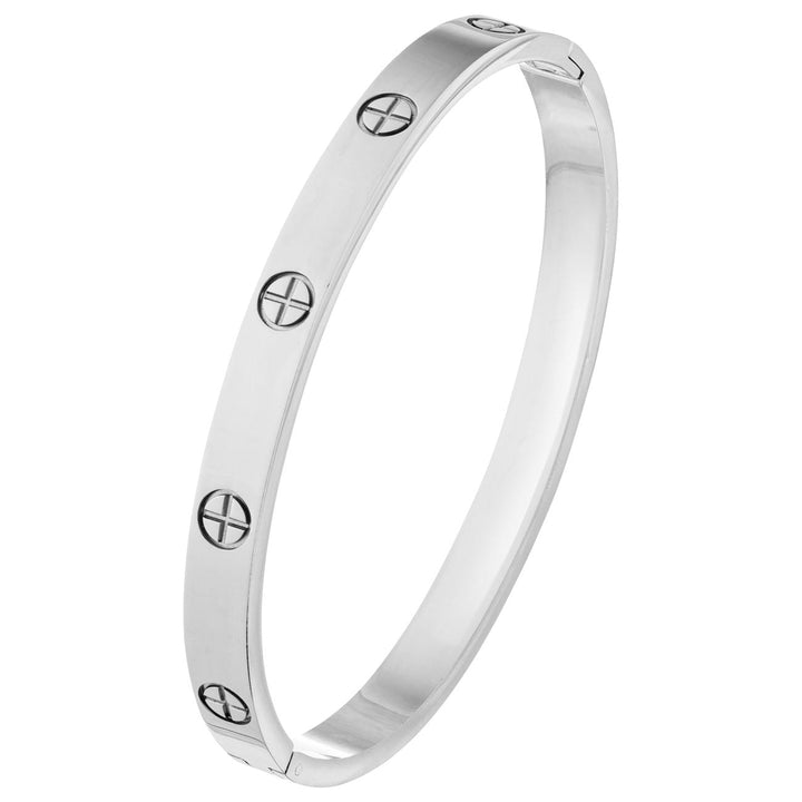 Armreif mit Schrauben Silber wasserfest Armband Chirurgenstahl