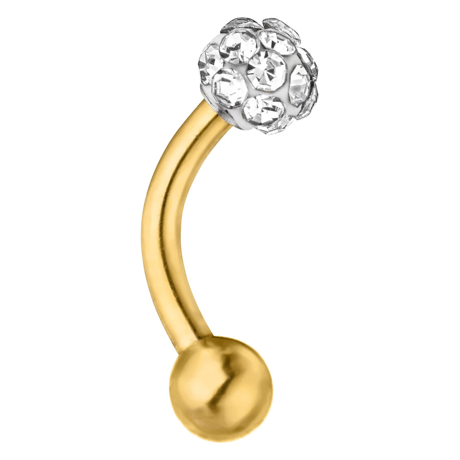 Kristall Ball Piercing Rook Gold Chirurgenstahl gebogen