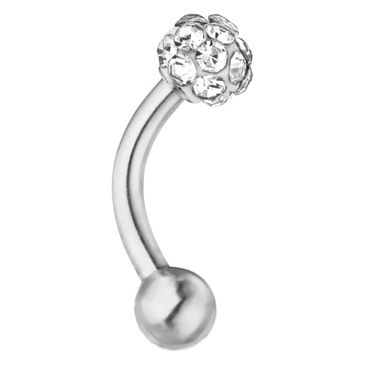 Bananen Piercing Silber Chirurgenstahl Zirkonia Ball
