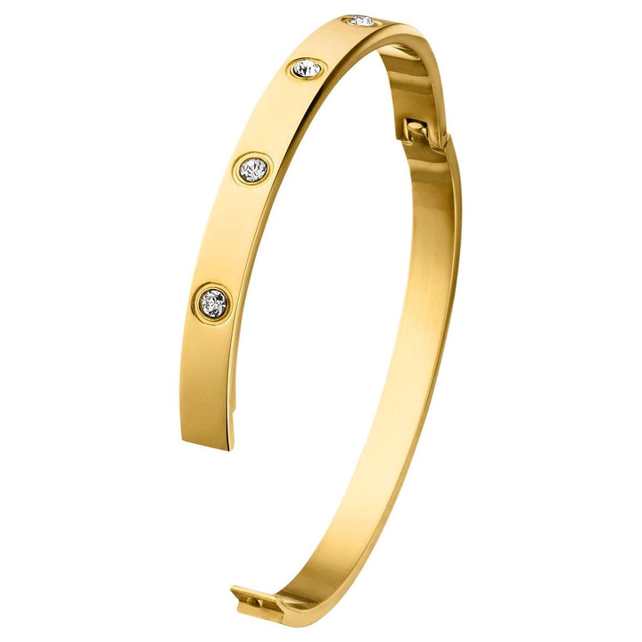 Armreif mit Zirkonia gold 18K vergoldet Edelstahl wasserfest