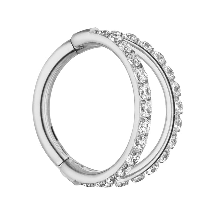 Doppel Clicker Titan Helix silber Zirkonia wasserfest Titanpiercing