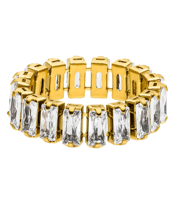 Wasserfester Ring 18K vergoldet mit Baguette Steinchen