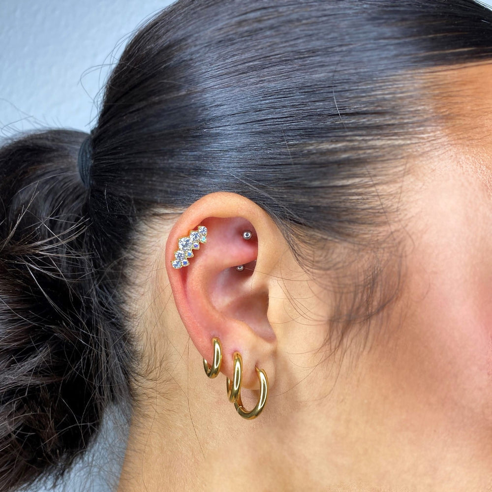 Kronen Piercings mit Zirkonia Steine vergold Titan