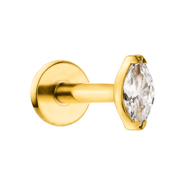 Marquise Piercing Zirkonia Stein Titan 18K vergoldet