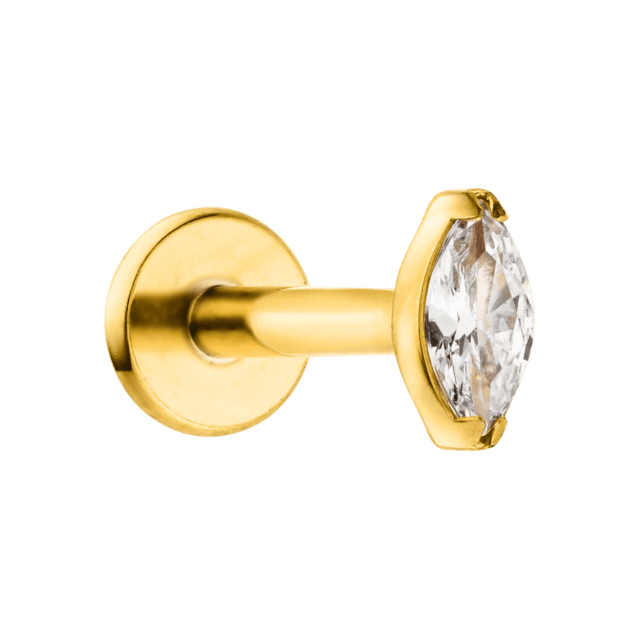 Marquise Piercing Zirkonia Stein Titan 18K vergoldet