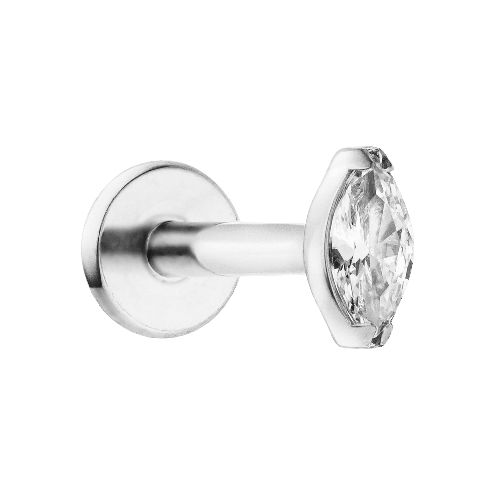 Titan Piercing Silber Silber wasserfest Marquise Schliff Glitzer