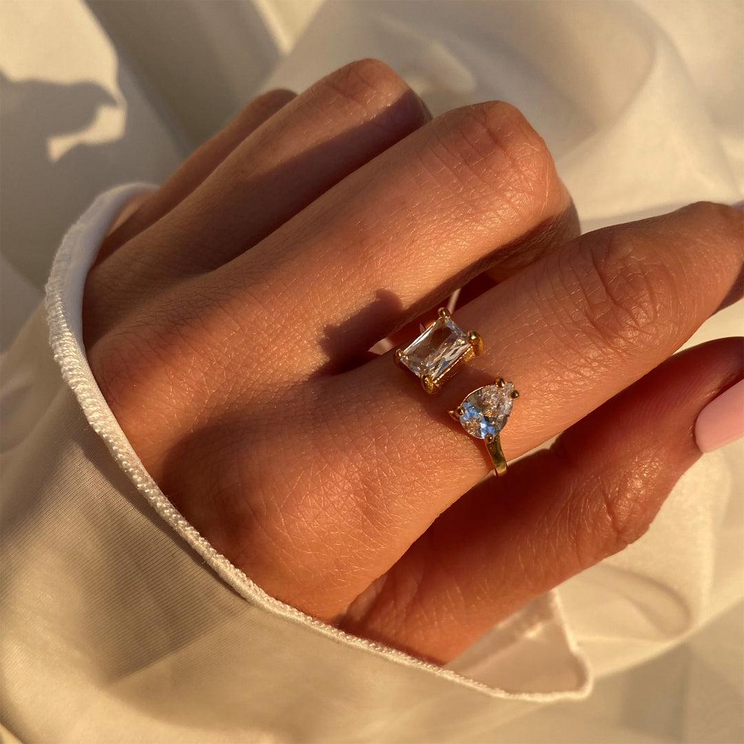 Ring Kylie mit 2 Steine Glitzer wasserfest