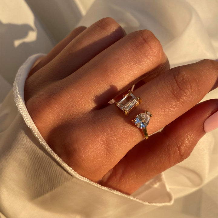 Ring Kylie mit 2 Steine Glitzer wasserfest