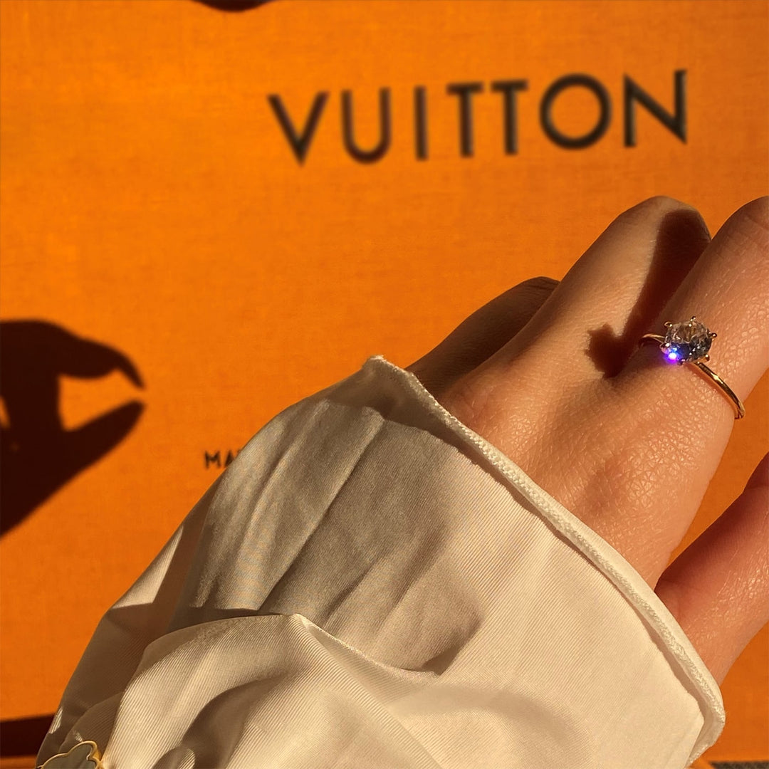Fingerring Solitär 18K vergoldet wasserfest Damen