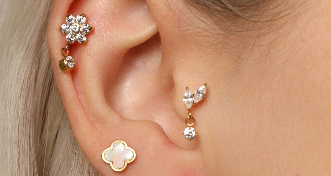 Medizinische Titan Piercings vergoldet Zirkoniasteine