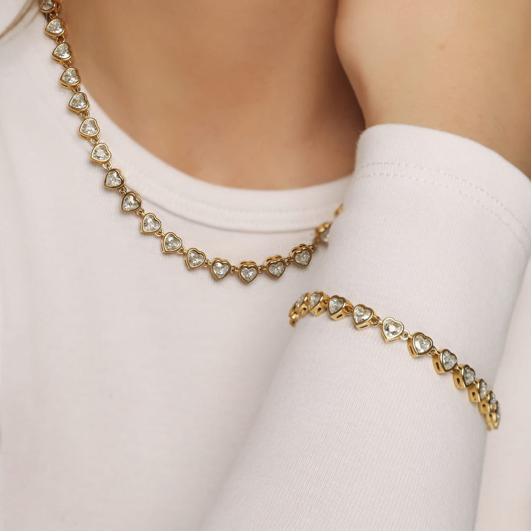 Herz Kette Armband Zirkonia