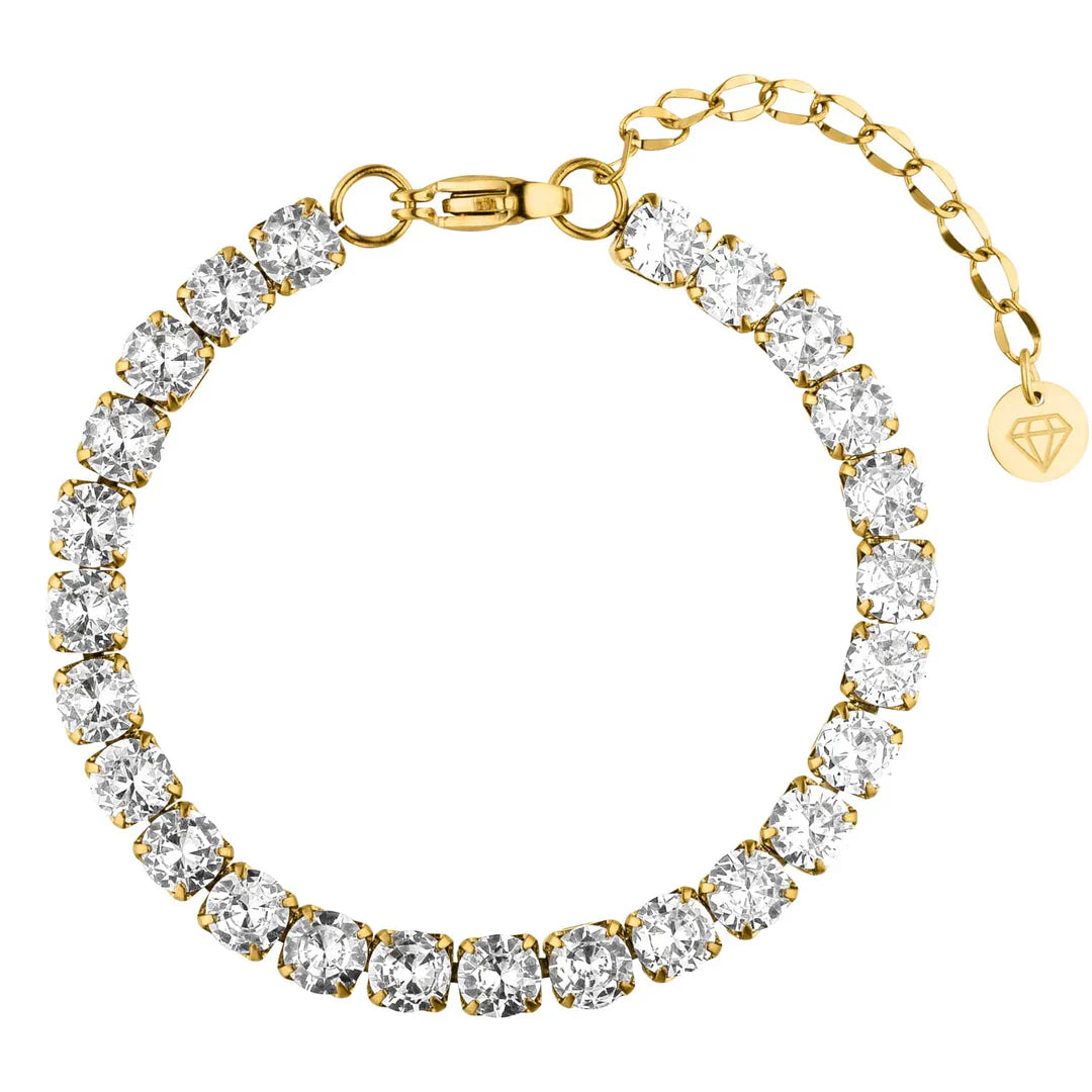 Iced Out Tennis Armband 18K vergoldet funkelnde Steine