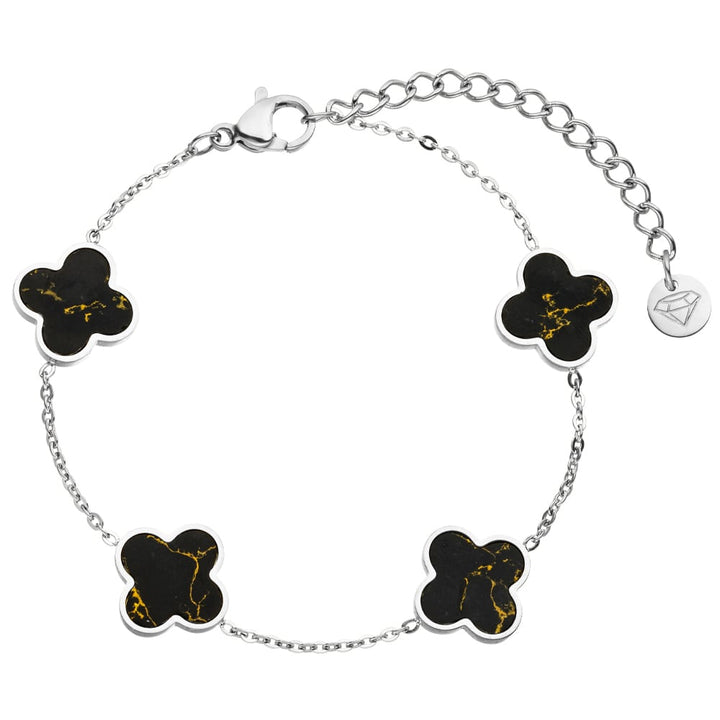 Black-Gold Clover Armband | 18K vergoldet