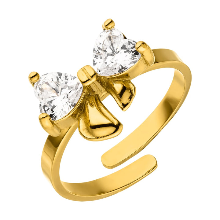 Schleifen Ring größenverstellbar wasserfest 18K vergoldet wasserfest