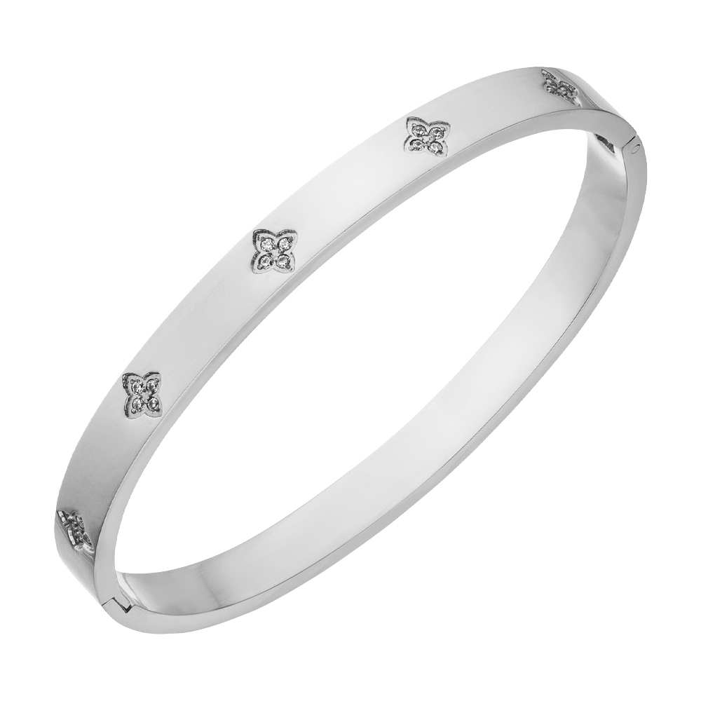 Clover Stone Armreif Chirurgenstahl silber