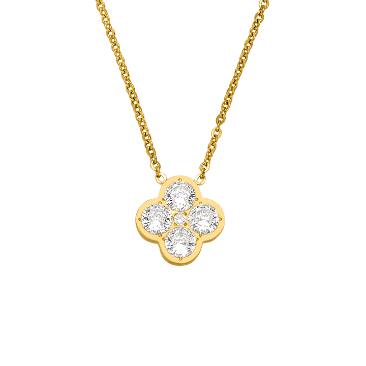 Crystal Clover Kette | 18K vergoldet