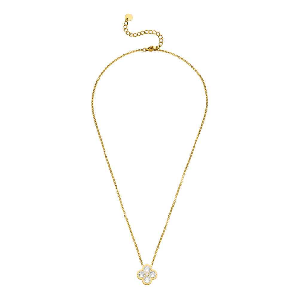 Crystal Clover Kette | 18K vergoldet