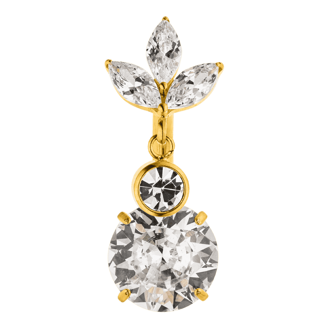Bauchnabelpiercing titan gold zirkonia steine wasserfest nickelfrei