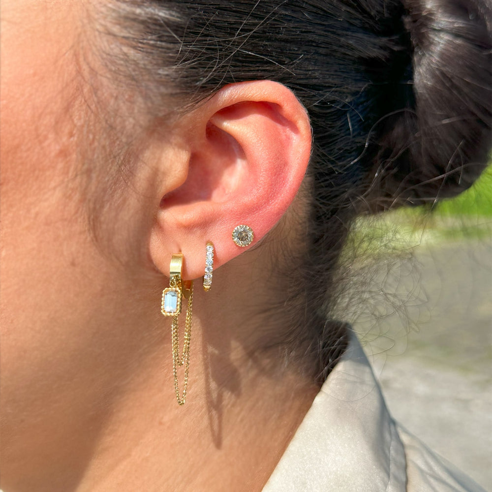 Wasserfeste Ohrringe Damen 18K vergoldet Edelstahl Glitzer Steinchen