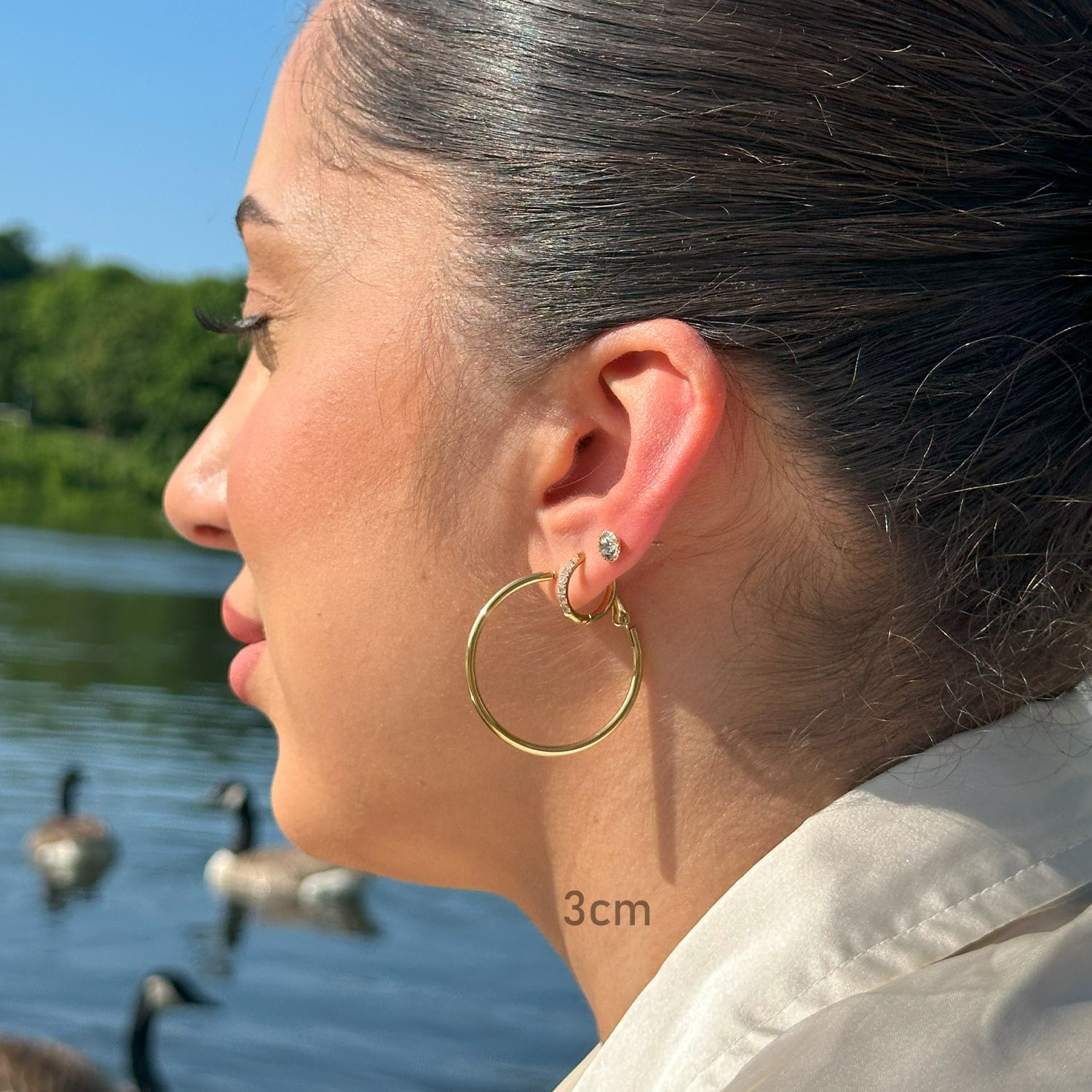 Dicke Creolen Ohrringe Aus 14K Vergoldetem Messing – Ährenform, Hypoallergen & Elegant Für Damen