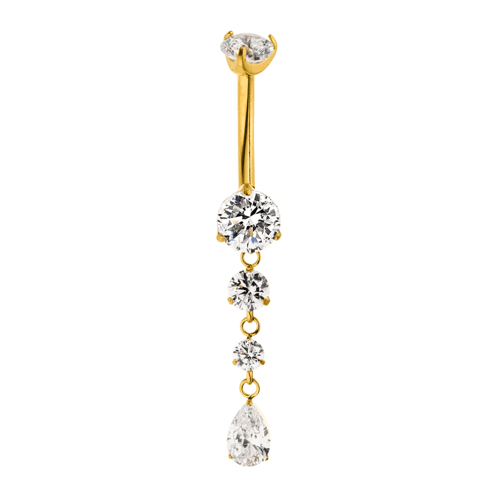 vergoldetes bauchnabelpiercing titan glitzersteinchen wasserfest