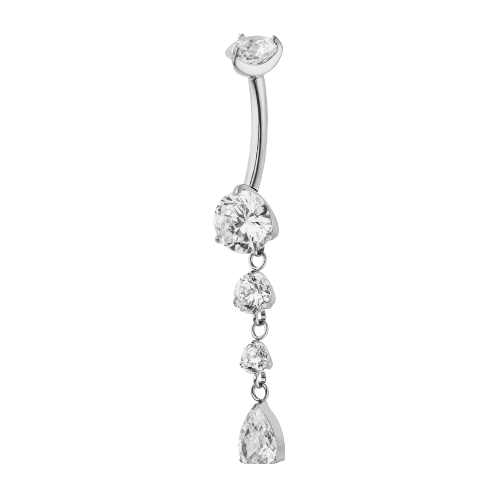 silbernes bauchnabelpiercing titan glitzer zirkonia steinchen