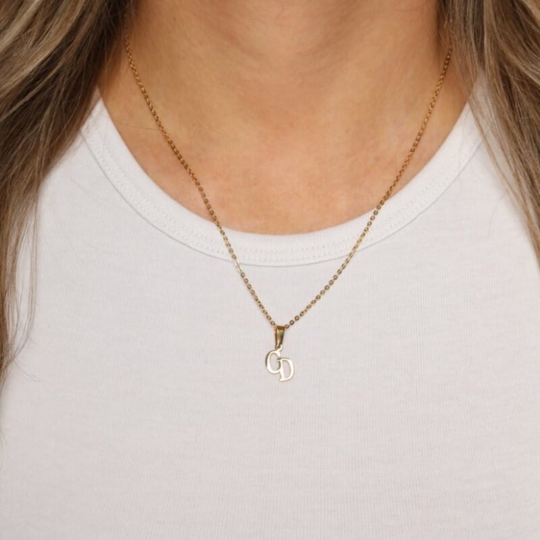 Zwei Buchstaben Monogramm Kette Damen
