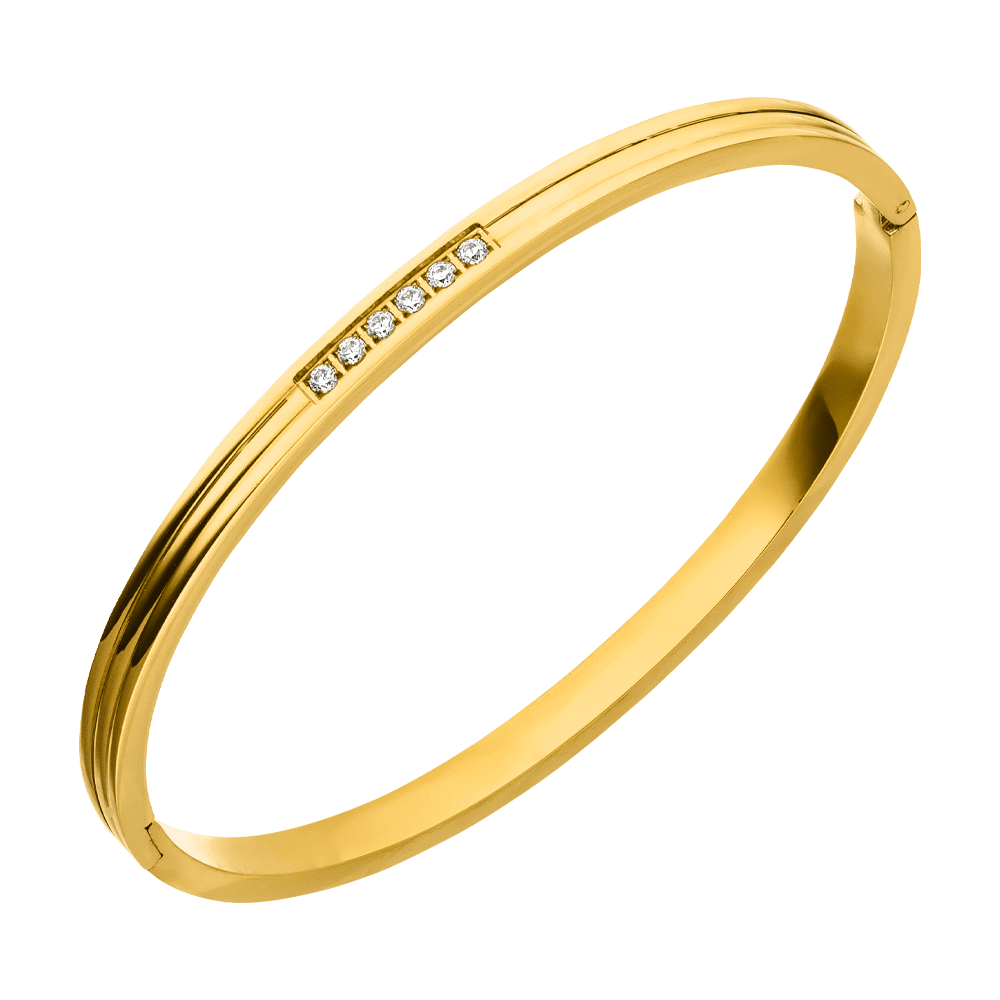18K verrgoldeter Armreif Zirkonia Glitzersteinchen wasserfest