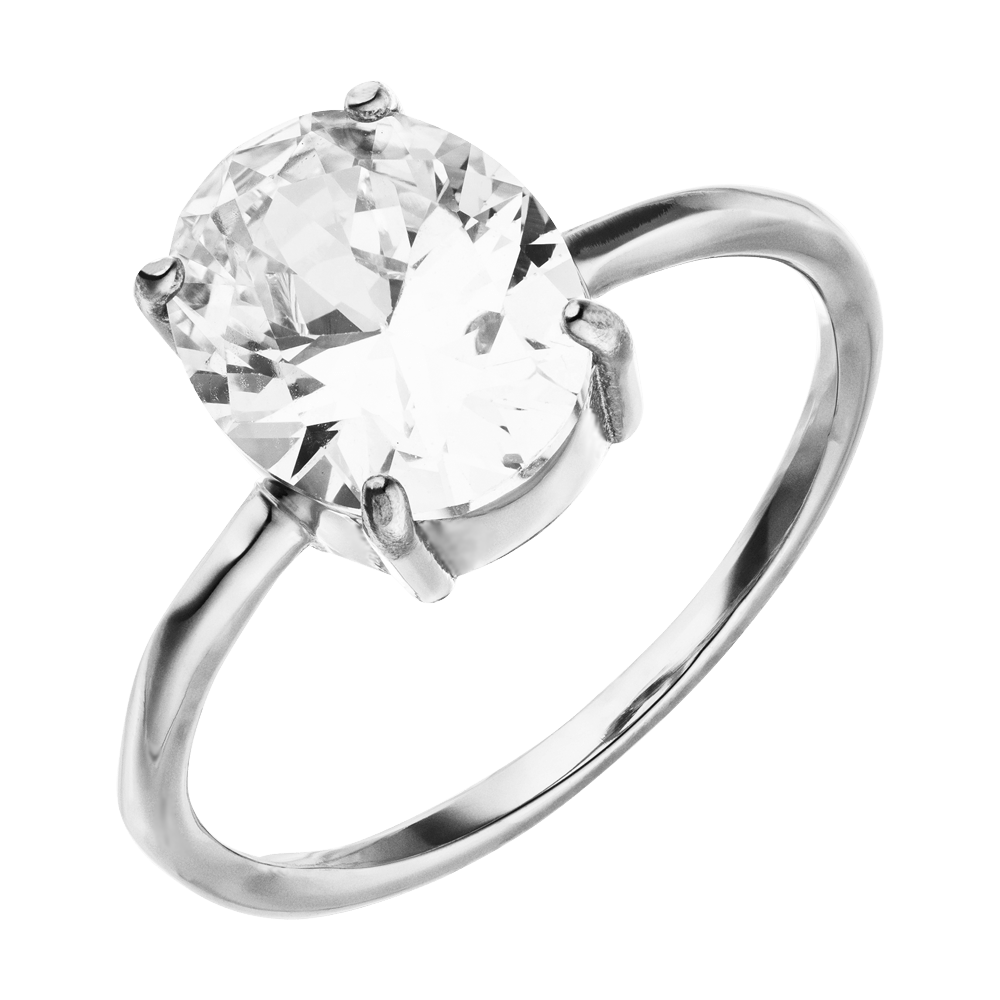 Solitär Ring wasserfest Silber großer Glitzerstein Chirurgenstahl